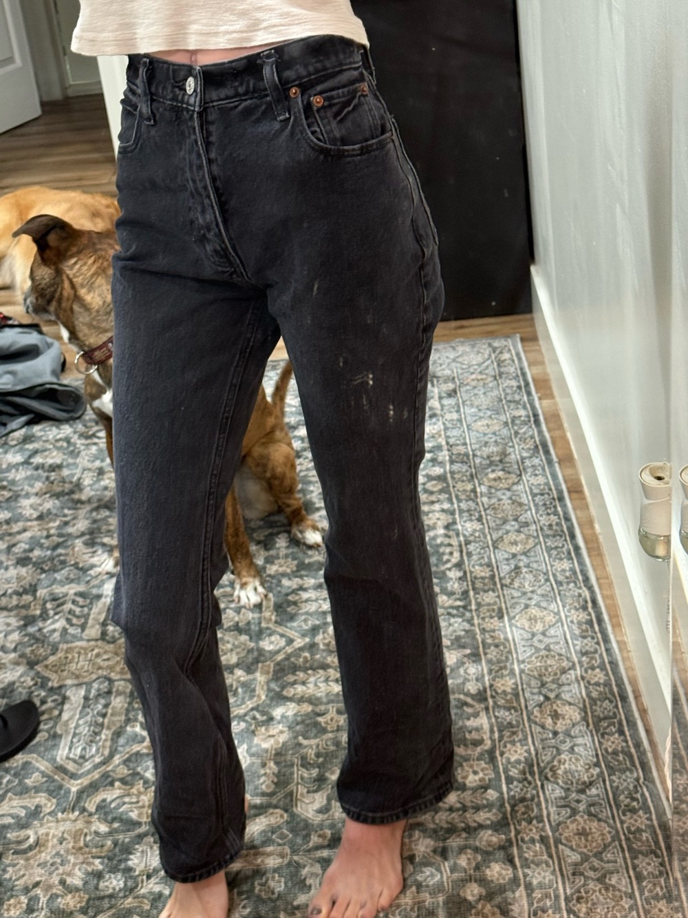 Abercrombie & Fitch Women’s Washed Black Straight Jeans
